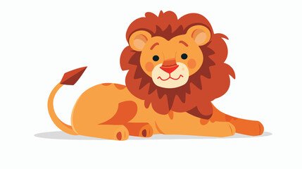 Cartoon Cute lion flat vector isolated on white background