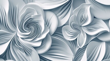 3d background with white flowers