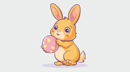 Cartoon Cute rabbit carftoon holding easter egg flat v