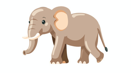 Cartoon elephant isolated on white background flat vector