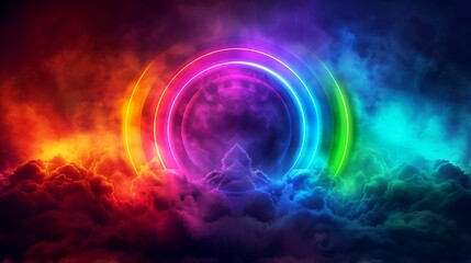 Rainbow portal in the sky - obrazy, fototapety, plakaty