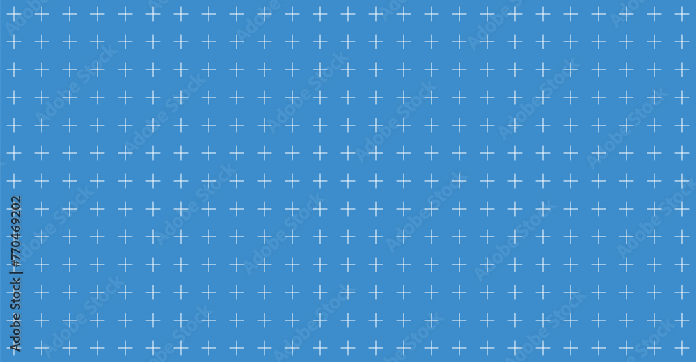 Poster tiny plus cross minimal background. white sings symbols on blue surface. crosses simple minimalist d