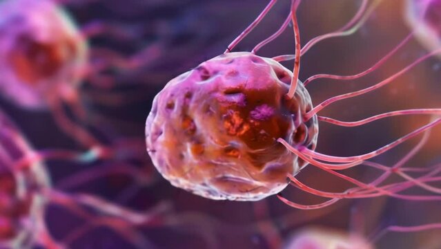 A microscopic image of Giardia lamblia a that causes the intestinal giardiasis. The image shows the ovalshaped with hairlike structures . AI generation.