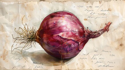 Onion on the page of an old encyclopedia