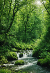 Obraz premium stream in the forest