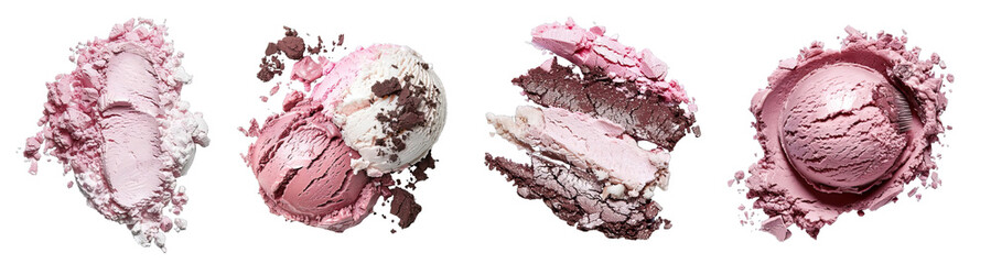 Collection of PNG. Scoop of Neapolitan Ice Cream Isolated on a Transparent Background.