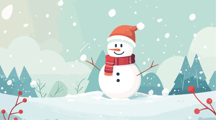 Snowman - Winter illustration flat vector isolated on