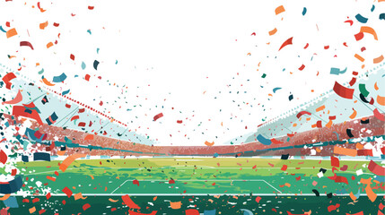 Soccer stadium with confetti as its peak moment backgr