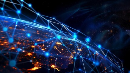 Fototapeta premium Global Network and Telecommunication: Harnessing Blockchain and IoT for Digital Business Expansion