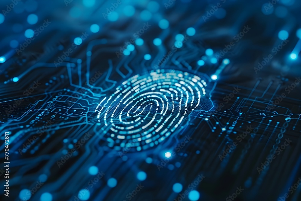 Poster digital fingerprint scanner for biometric identity and cybersecurity access control