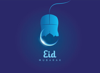 Mouse the shaped of a mosque, It's represent Muslim festival Eid. Eid Mubarak and Ramadan concept. - obrazy, fototapety, plakaty