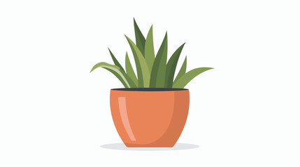 The vector of plant pot flat vector isolated on white