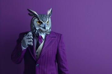 Wise Owl in Formal Attire A Surreal Anthropomorphic Portrait