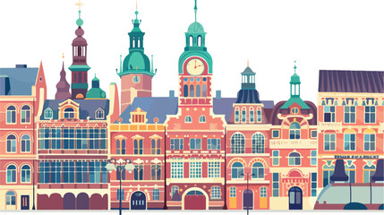 Town Hall of Malmo City Sweden flat vector isolated on - obrazy, fototapety, plakaty