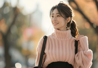 女性　秋　冬　美しい　かわいい　デート