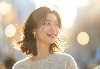 女性　秋　冬　美しい　かわいい　デート