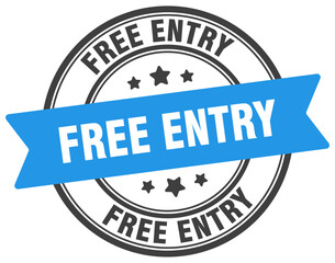 free entry stamp. free entry label on transparent background. round sign