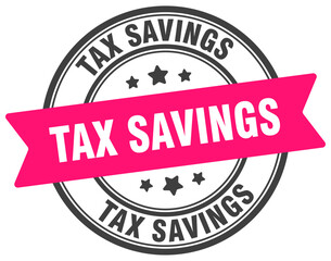 tax savings stamp. tax savings label on transparent background. round sign