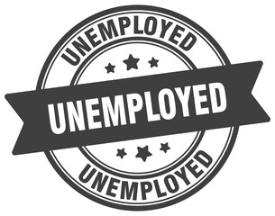 unemployed stamp. unemployed label on transparent background. round sign