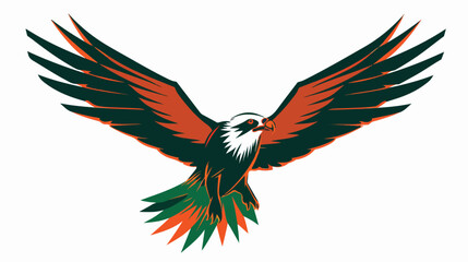 Vector Green Orange Eagle  flat vector isolated on white