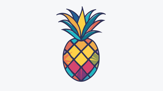 Vector illustration of a pineapple hand drawn colorful