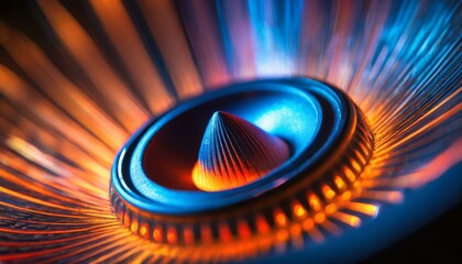 Eye-catching close-up of a speaker with a swirl of colorful light, perfect for modern technology concepts - obrazy, fototapety, plakaty