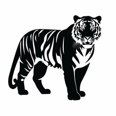 Tiger black icon on white background. Tiger silhouette