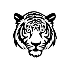 Tiger black icon on white background. Tiger silhouette