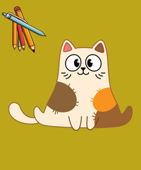 Cute cat cartoon photo.