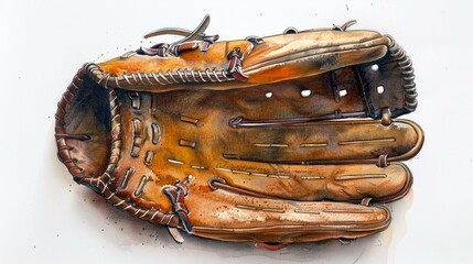 Render a baseball glove marrying watercolor with pastel - obrazy, fototapety, plakaty