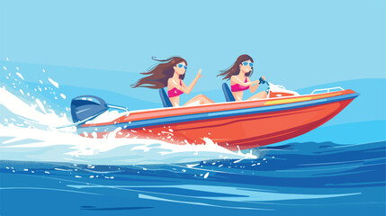 Web poster activities in summer girls having fun riding