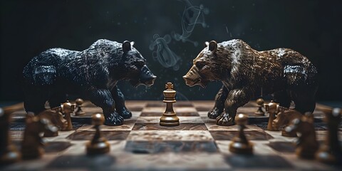 Bear and Bull Chess Game Market Dynamics Metaphor for Business Finance and Investment Strategies