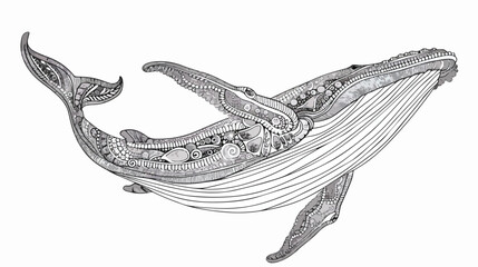 Whale coloring book vector illustration. Anti-stress