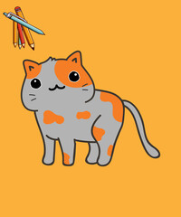 Cute cat cartoon photo.