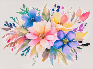 Beautiful Bouquet of flowers water color effect