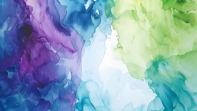 A palette of watercolor paints its surface a swirling blend of blue purple and green hues.