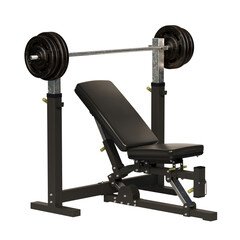 Gym machine or Adjustable Workout weight bench isolated. PNG transparency