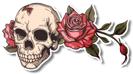 Sticker of tattoo in traditional style of a skull