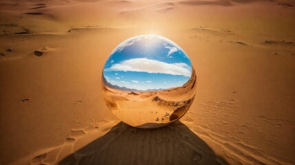 砂漠にある水の球/A ball of water in the desert