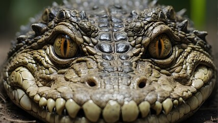 An enlargement of a crocodile's eyes.