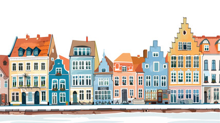 Streets of Wismar old town. Colorful houses along