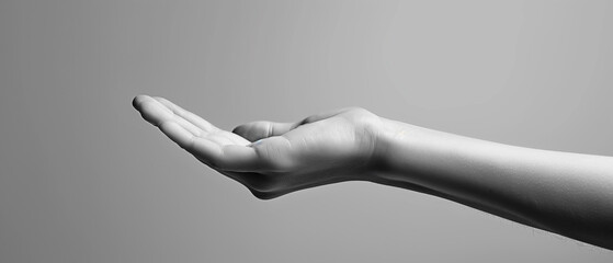 Hand reaching out, adult human arm, white ethnicity  - obrazy, fototapety, plakaty