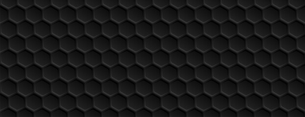 Hexagons seamless black background. Vector illustration.