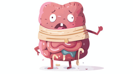 Tight-laced stomach character cartoon . Healthy human