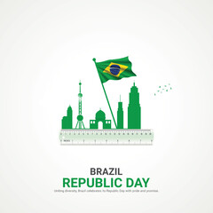 brazil republic day. brazil republic day creative ads design November 15. vector, 3D illustration.