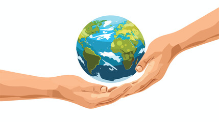 Two hand holding globe earth icon vector symbol