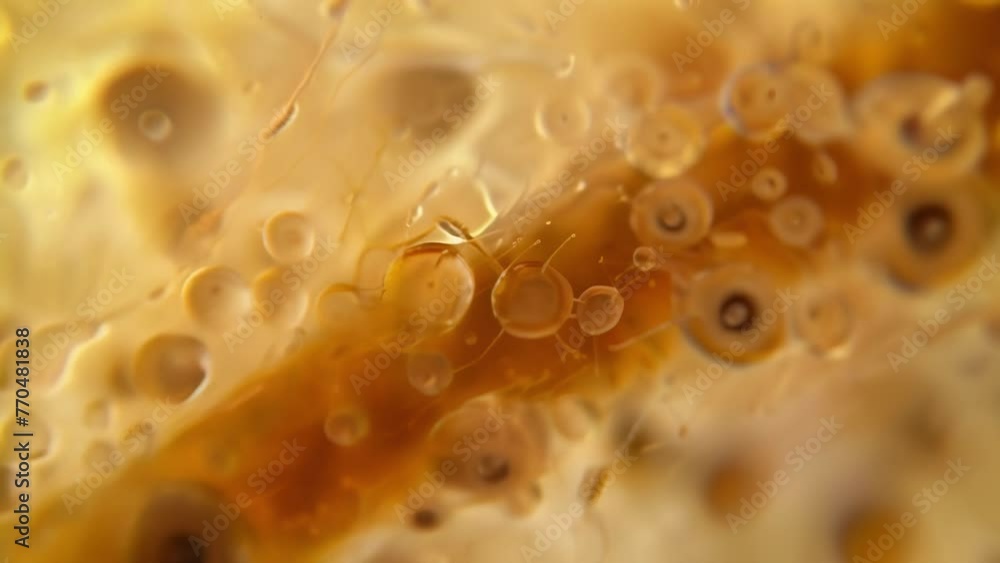 Poster a microscopic image of a parasitic cyst containing hundreds of dormant larvae waiting to be ingested