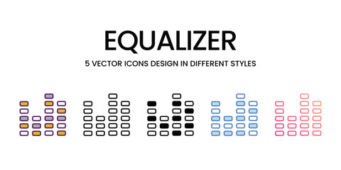 Equalizer icons set in different style vector stock illustration