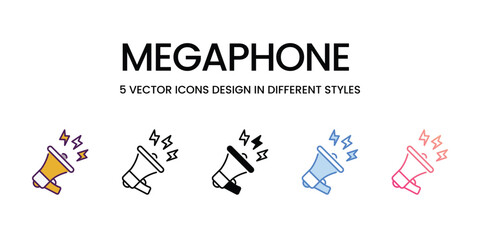 Megaphone  icons set in different style vector stock illustration