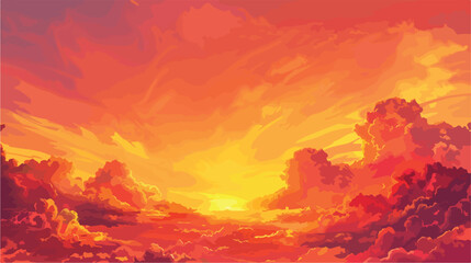 Obraz na płótnie Canvas Vibrant orange red colours of sunset sky with clouds.